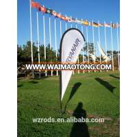 Feather banner and teardrop flag with pole as display promotion